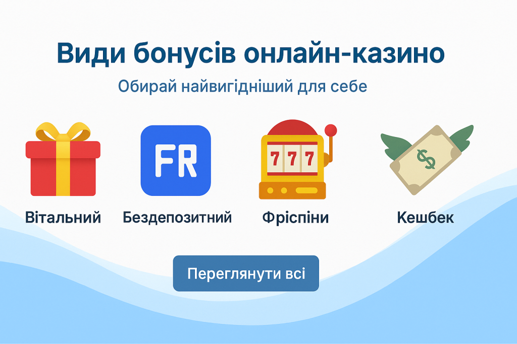 Види бонусів онлайн-казино